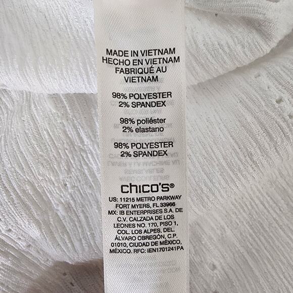 Chicos Womens Shirt Size 2 US Large Button Up Long Tab Sleeve Embroidery Eyelets - Picture 10 of 12